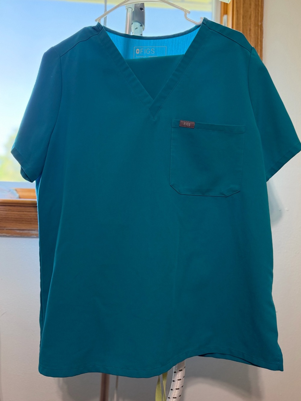 Figs Teal and Navy Technical Scrub Top